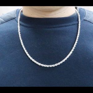 925 Silver Plated Rope Chain 4mm 22”